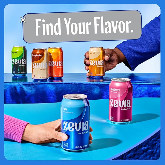 Zevia Zero Calorie Soda Caffeine Free Cola 12 Ounce Cans (Pack of 20)