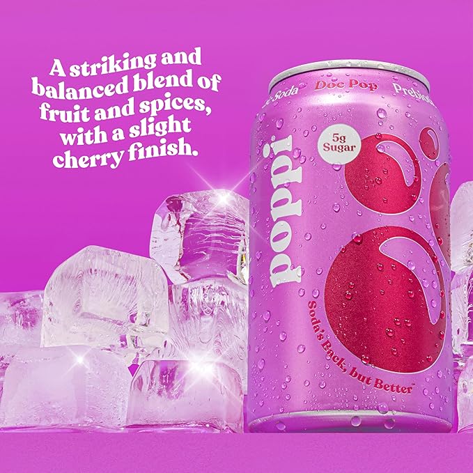 Poppi Sparkling Prebiotic Soda Beverage with Apple Cider Vinegar Seltzer Water and Fruit Juice Doc Pop Flavor 12 Fl Oz Pack of 12 Packaging May Vary