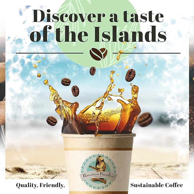 Hawaiian Paradise Coffee 100% Hawaiian Coffee Single Serve Cups- 18 Count- Medium Roast Made in Hawaii - Compatible with Keurig
