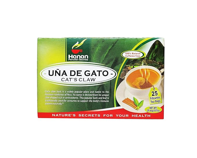 Hanan Peruvian Secrets Una De Gato Herbal Tea | 100% Natural Cat’s Claw Bark | 25 Tea Bags | Naturally Aids in Supporting a Healthy Immune System - 3 Pack