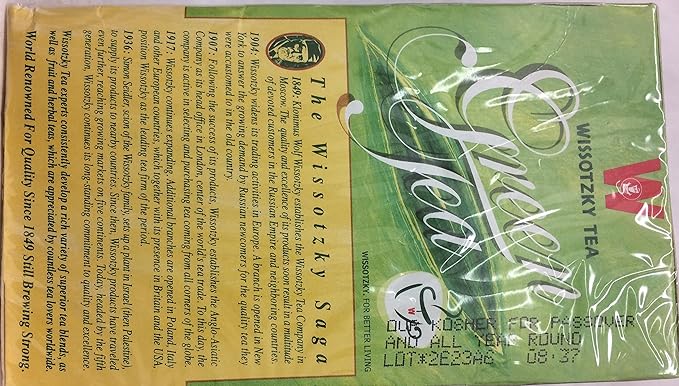 Wissotzky Tea Green Tea With Lemon &amp Honey 1.06 Oz. Pack Of 3.
