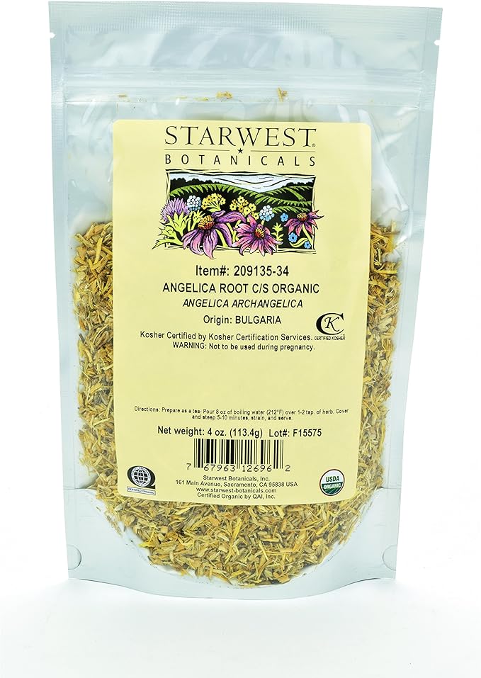 Starwest Botanicals Organic Angelica Root C/S 4 Ounces