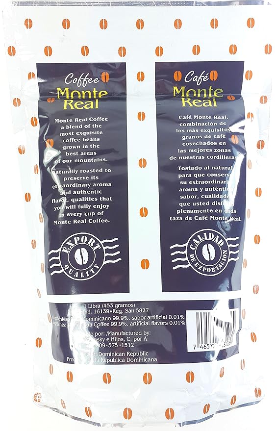 Monte Real Ground Dominican Coffee 20 Bags/Pounds Pack