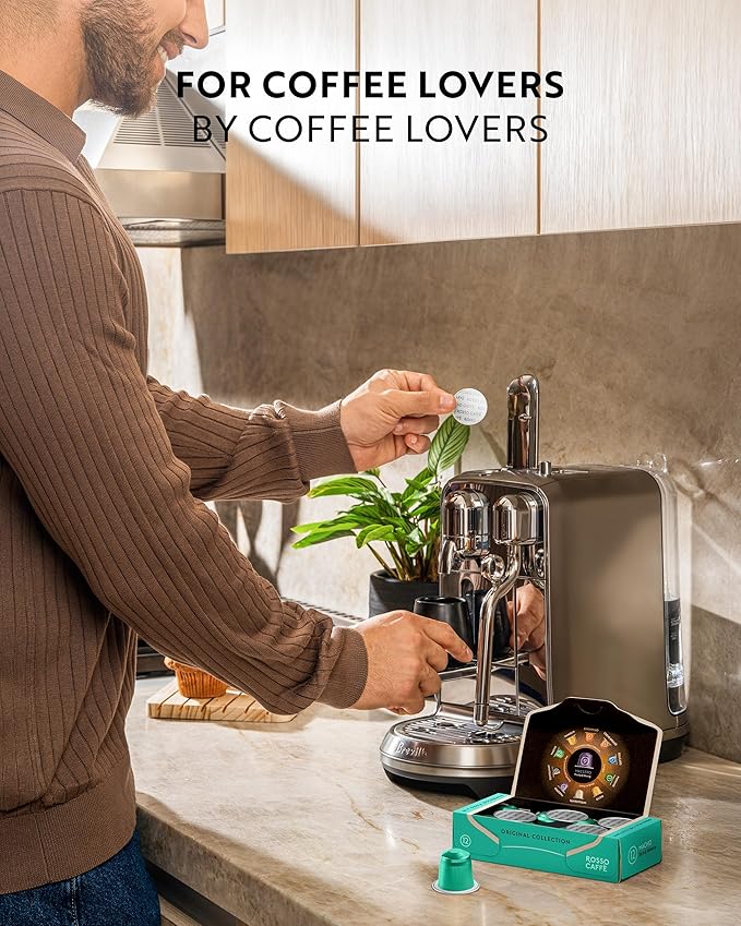 ROSSO CAFFÈ 120 Espresso Coffee Pods for Nespresso Original Machines - Value Intense Pack of Rich and Bold Capsules 3 Premium Dark Roasts Flavors (Intensity 9-12)