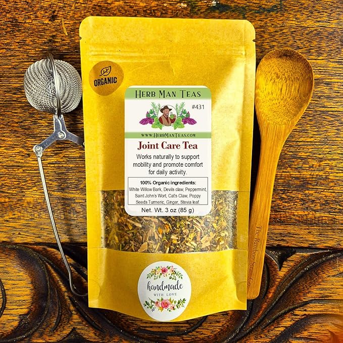 JOINT CARE TEA – Herbal Support for Joint Comfort Flexibility &amp Mobility – Formulated by Master Herbalist Khabir – 100% Organic Non-GMO No Additives