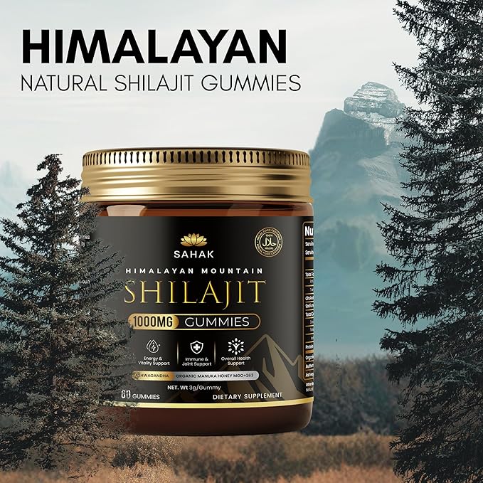 SAHAK Shilajit Gummies Himalayan Strength &amp Energy Support for Men &amp Women with KSM-66 Ashwagandha Manuka Honey MGO &amp 85+ Minerals – Lab Tested Sugar-Free Vitality &amp Focus Formula