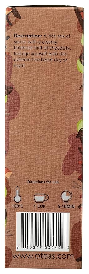Oteas Organic Chocolate Chai Tea USDA Certified Organic Gluten Free &amp Non-GMO 15 Tea Bags (Pack of 6)