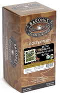 Baronet Coffee Pods [DECAF Organic Small Village-54 Pods] Single Cup Use Like Senseo [3 Boxes of 18 Single Serve 10 Gram] Regular Strength Med Roast [Decaf Org Sml Vil]