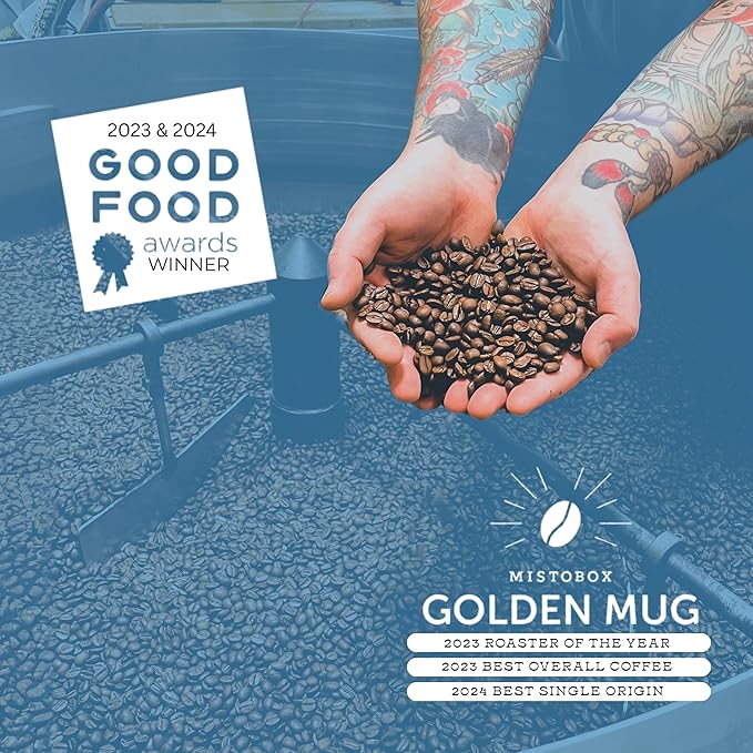Goshen Coffee Roasters Ground Old School Tattoo House Blend | Medium Roast Brewed or Espresso | Award-Winning Natural and Washed | Caramel Nutty Orange Flavors | 5 lb Bag