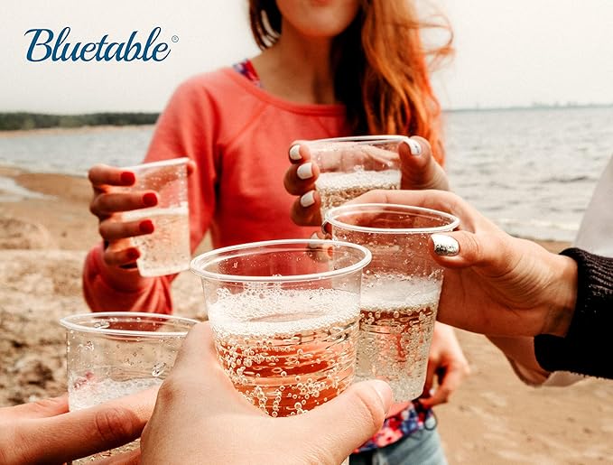 Bluetable Plastic Cups Bulk Disposable Clear Cups 7 oz - 600 Count BPA-Free - Good For Cold Drinks Party Cups Water Cooler Dispenser Transparent Cups for Juice Ice Tea Soda [600 Pack/Case]
