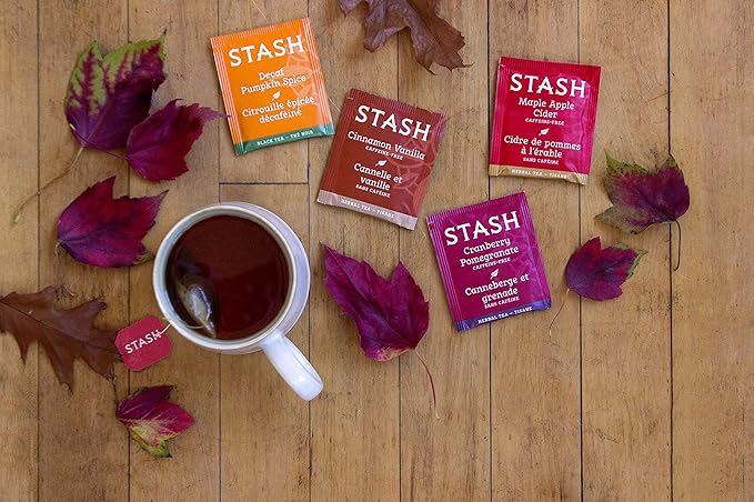Stash Tea Decaf Pumpkin Spice Black Tea - Decaf Non-GMO Project Verified Premium Tea with No Artificial Ingredients 18 Count (Pack of 6) - 108 Bags Total