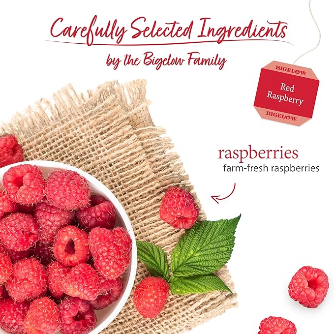 Bigelow Tea Red Raspberry Herbal Tea Caffeine Free Tea with Red Raspberries Apples and Elderberries 20 Count Box (Pack of 6) 120 Total Tea Bags