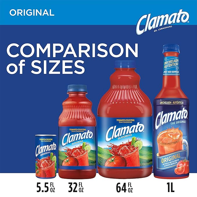 Clamato Original Tomato Cocktail 64 fl oz bottles (Pack of 8)