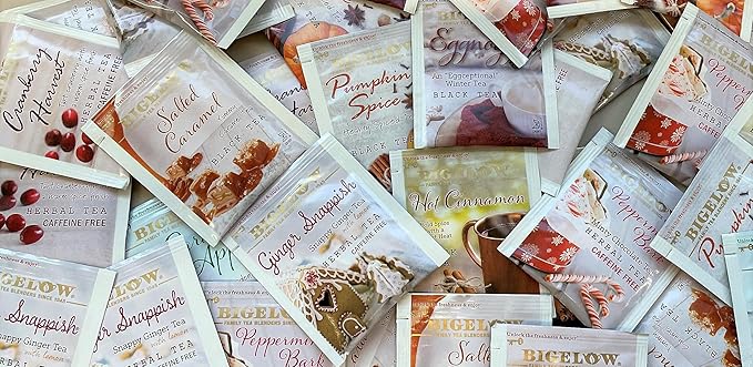 Bigelow Tea Seasonal Tea 6 Flavor Variety Pack Mixed Caffeinated and Caffeine Free 18 Count Pack of 6 108 Total Tea Bags