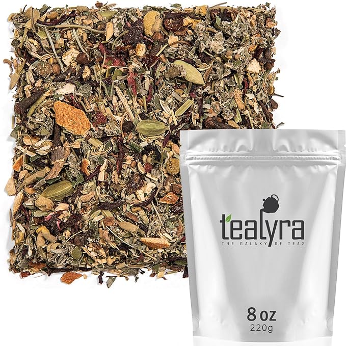 Tealyra - Calm Down - Nirvana - Chamomile Ginger Hibiscus - Wellness and Relaxing Herbal Loose Leaf Tea - Detox Tea - Caffeine-Free - All Natural - 220g (8-ounce)