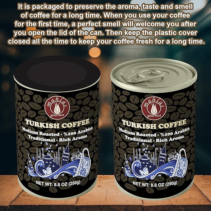 Mahlas Gourmet Turkish Coffee Gold Blend Medium Roast - Premium Quality Freshly &amp Finely Ground 100% Arabica Coffee Beans