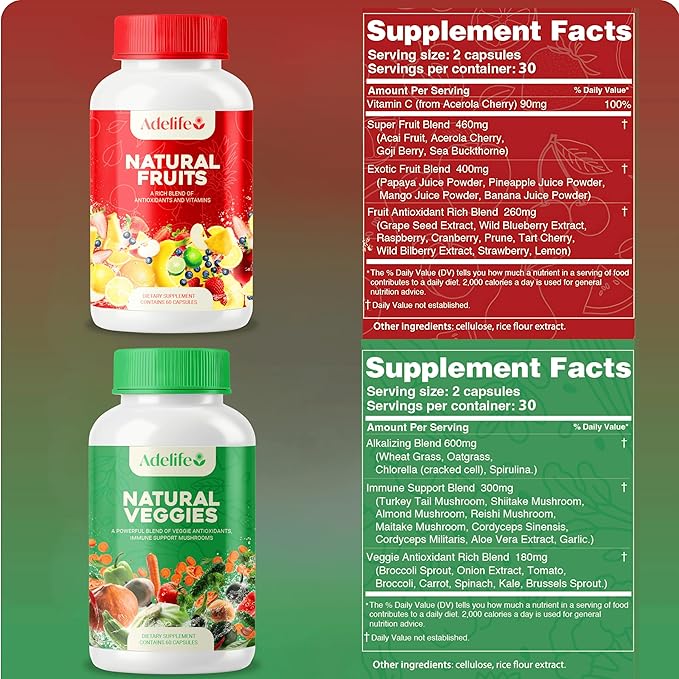 Fruit And Veggies Dietary Supplement Total 120 Capsules Earth Energy Fruits And Vegetables Daily Vitamins Super Fruits And Veggies Supplements Vegetable Supplements For AdultsMADE IN USA