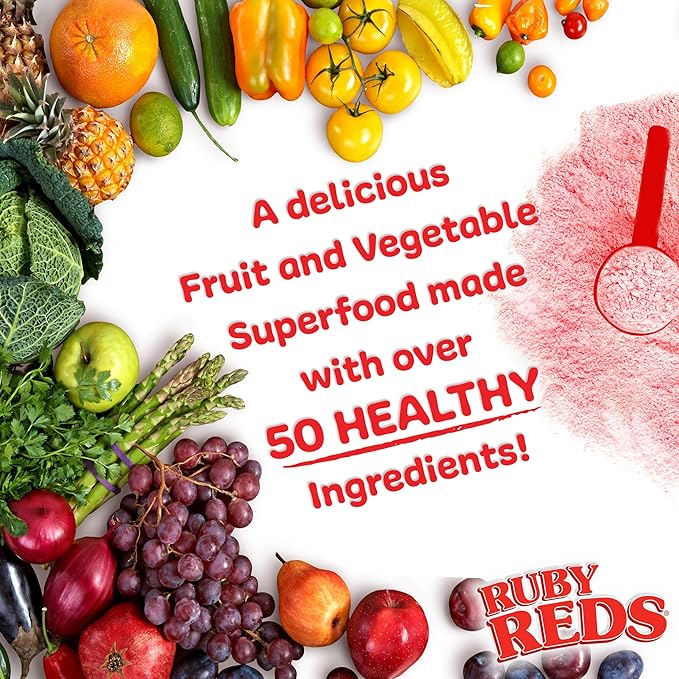 New Vitality Ruby Reds | Delicious Reds Powder Fruit &amp Vegetable Supplement with Potent Vitamins Minerals Enzymes Herbs Nutrients and Probiotics for Overall Health 11 oz. (30 Servings)
