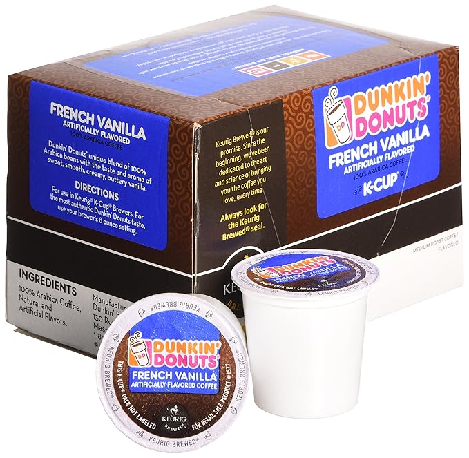 Dunkin Donuts French Vanilla - Box of 12 Kcups for Use in Keurig Coffee Brewers