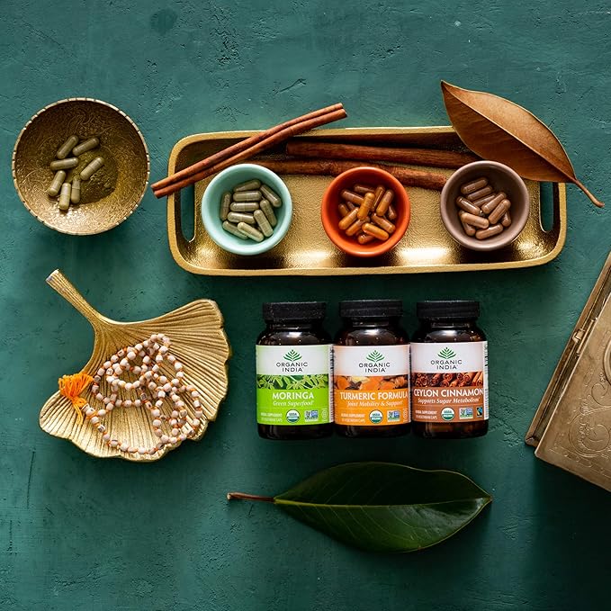 ORGANIC INDIA Ceylon Cinnamon Herbal Supplement - Vegan Gluten-Free Kosher USDA Certified Organic Non-GMO - 90 Capsules