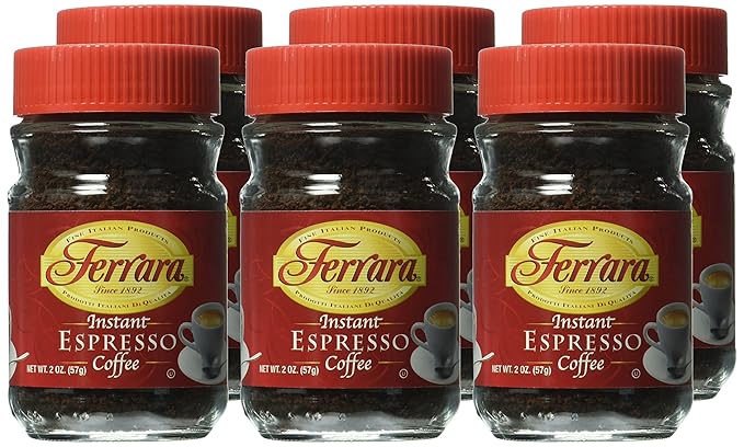 Ferrara Instant Espresso Coffee 2-Ounce Glass Jars (Pack of 6)