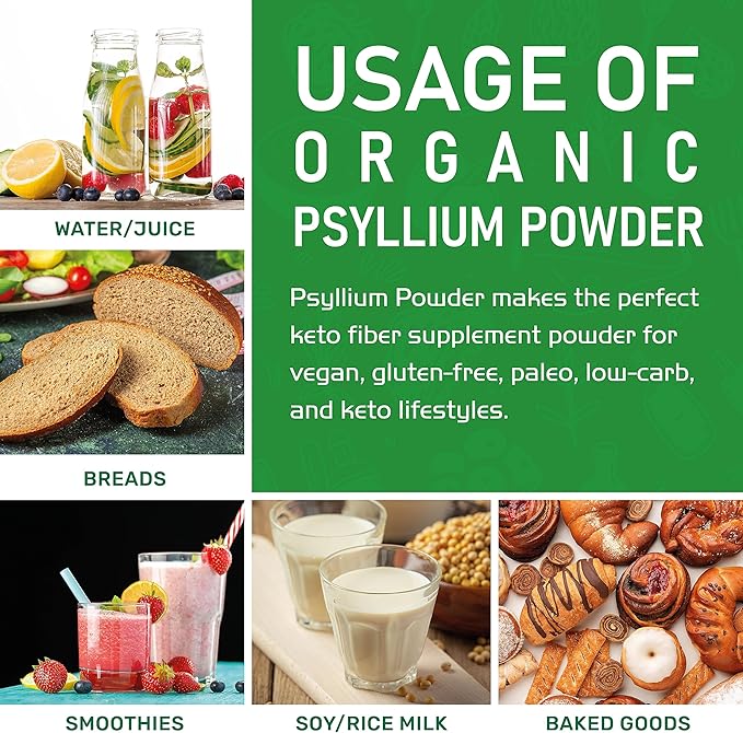 Jiva Organics Psyllium Husk Powder 1.75 LB Bulk Bag - Gluten Free Easy Mixing Fiber Unflavored Fine Ground Non GMO Pure - Keto Friendly