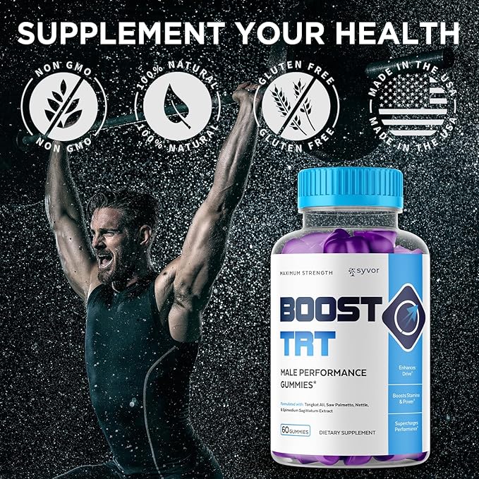 (3 Pack) Boost TRT Gummies for Men Official Boost TRT Male Performance Gummys with Natural Ingredients Advanced BoostTRT Men's Gummy Supplement with Maximum Strength Premium Vitamins (180 Gummies)