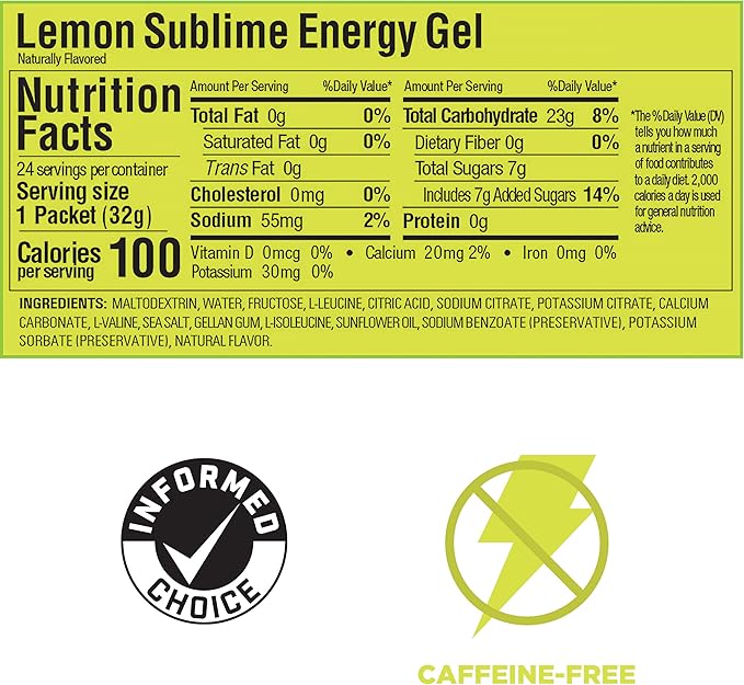 GU Energy Original Sports Nutrition Energy Gel Vegan Gluten-Free Kosher and Dairy-Free On-the-Go Energy for Any Workout 24-Count Lemon Sublime
