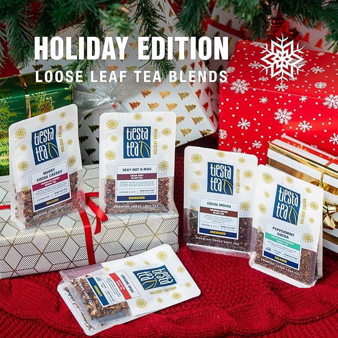 Tiesta Tea - Santa's Bag Tea Gift Set High to Non-Caffeinated Assorted Blends 5 Individual Resealable Pouches for Hot &amp Iced Brews Variety Pack Black Rooibos and Herbal