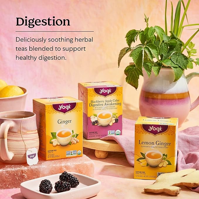 Yogi Tea Lemon Ginger Tea - 16 Bags per Pack (6 Packs) - Organic Ginger Root Tea to Support Healthy Digestion - Includes Lemongrass Lemon Flavor Licorice Root Lemon Peel &amp More
