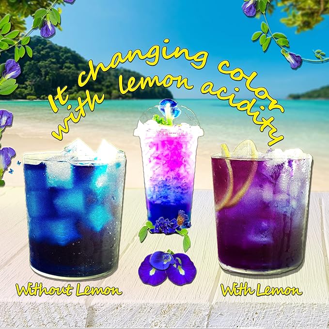 Butterfly Pea Tea 35.27 Oz / 1 kg | OkO-OkO - Premium - WHOLE DRIED FLOWER from Thailand - Blue natural infusion - Herbal tea - Organic Vegan food coloring - Natural color changing cocktail and meal