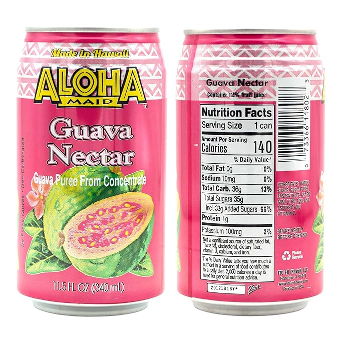 Aloha Maid Drinks Guava Variety 4 Cans per Flavor Total 12 Cans