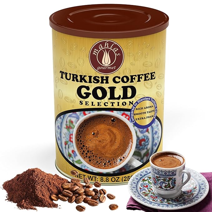 Mahlas Gourmet Turkish Coffee Gold Blend Medium Roast - Premium Quality Freshly &amp Finely Ground 100% Arabica Coffee Beans