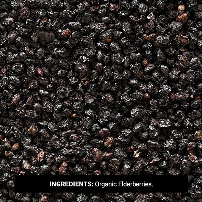 Frontier Co-op Organic Dried Elderberries European Whole - Non-GMO Elderberry Berries Dried - For Tea Immune Support - Kosher | 16 Ounce (Pack of 1)