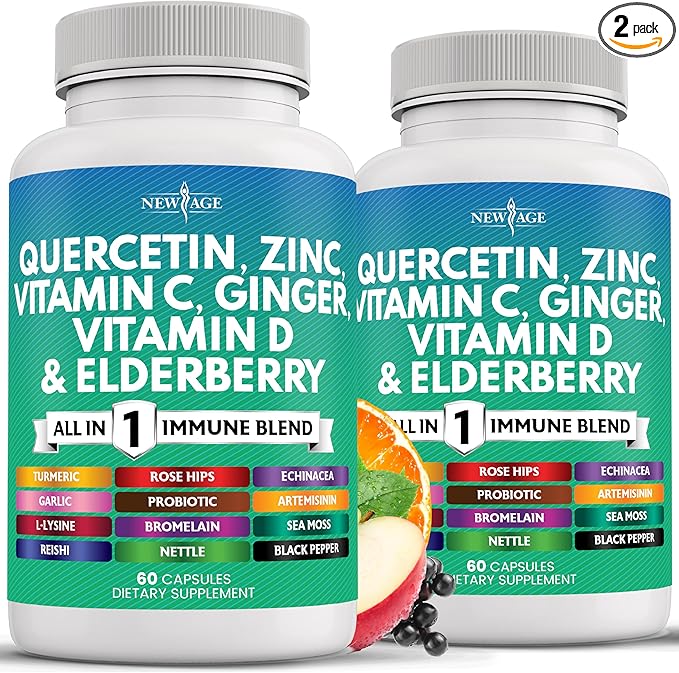 Quercetin Zinc Vitamin C Vitamin D Bromelain Elderberry - Nettle Supplement with Artemisinin Sea Moss Echinacea - 120 Count