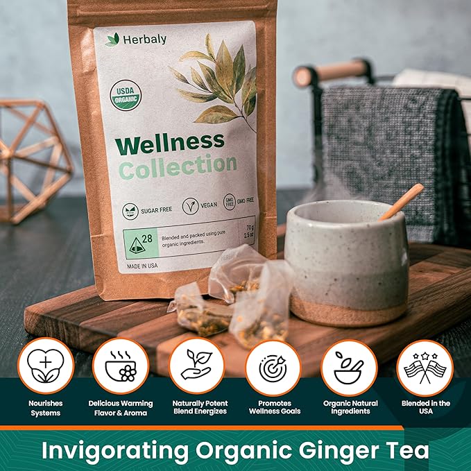 Herbaly Wellness Collection Tea - 8 Active Herbs - Improve General Health Strengthen Immunity - Natural Organic Non-GMO Vegan Sugar Free - 3 Pack 84 Pyramid Tea Bags