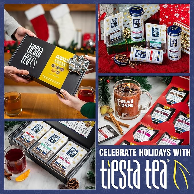 Tiesta Tea - Fruity Tea Sampler Dry Flight Set Loose Leaf No Caffeine Makes Hot and Iced Assorted Fruit Brews with Mango Peach Orange Drinks &amp More 8 Resealable Sample Pouches