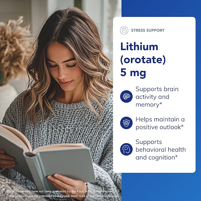 Pure Encapsulations Lithium Orotate 5 mg - Brain Support Supplement - with N-Acetyl-L-Cysteine (NAC) for Memory &amp Brain Behavior* - Gluten Free &amp Non-GMO - 90 Capsules