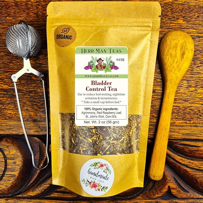 BLADDER CONTROL TEA – Nighttime Bladder Support &amp Fewer Bathroom Trips – Organic Loose Leaf – by Master Herbalist Khabir | Corn Silk Agrimony &amp Stinging Nettle