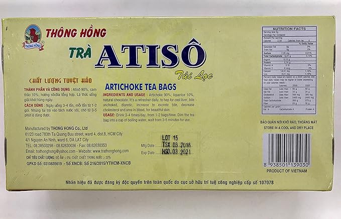 Vietnamese Excellent Artichoke Tea Bags - Tra Atiso - DaLat Speciality - 2g x 100bags - Net wt. 7.0oz