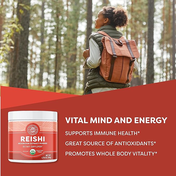 Vimergy Reishi Powder – Superfood Cellular Support* – Benefits Immune Health* – USDA Certified Organic Vegan Paleo-Friendly Gluten-Free – 33 Servings