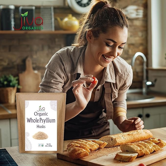Jiva Organics Whole Psyllium Husk (Isabgol) 1.75 LB (28 Oz) Jumbo Bag - Non-GMO Unflavored - Keto Friendly Soluble Fiber