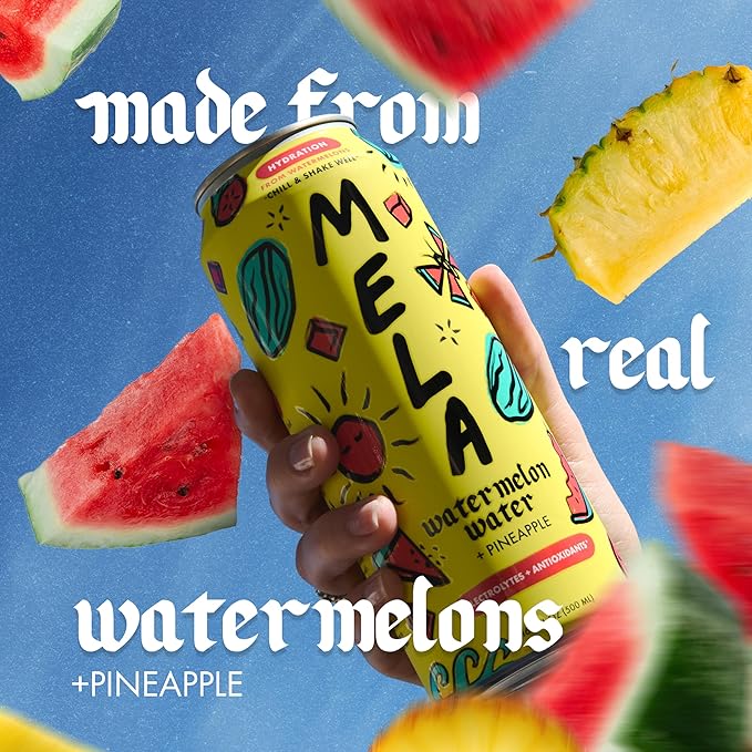 Mela Watermelon Water - Watermelon Juice 100 Percent Natural Fruit Juice with Vitamin C Electrolytes Antioxidants - Coconut Water Alternative Gluten-Free (Pineapple 16.9 fl oz 12-pack)