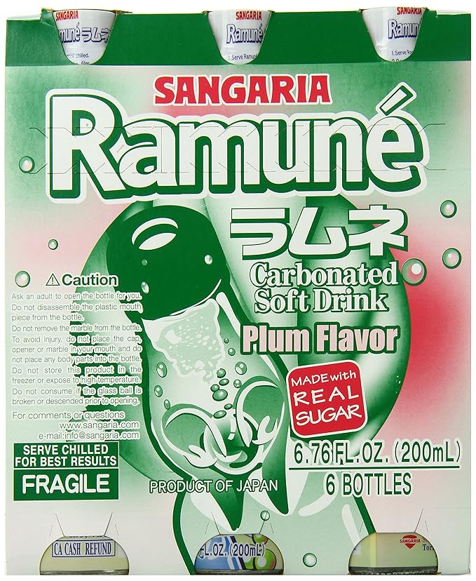 Sangaria Ramune Plum Flavor 6.76 Fluid Ounce (Pack of 6)