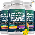 NEW AGE St Johns Wort Rhodiola Rosea Holy Basil Ashwagandha - Support for Women and Men with Vitamin C &amp Black Pepper Extract - 180 Count