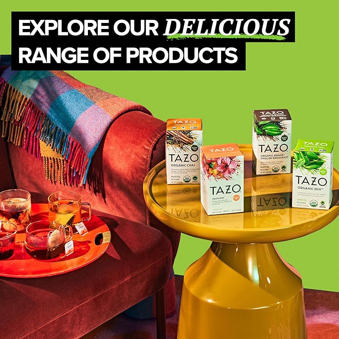 TAZO Tea Bags Regenerative Organic: Refresh Mint Herbal Zen Green Green Ginger Chai Black Early Grey &amp Passion Herbal (1ea) (Variety Pack)