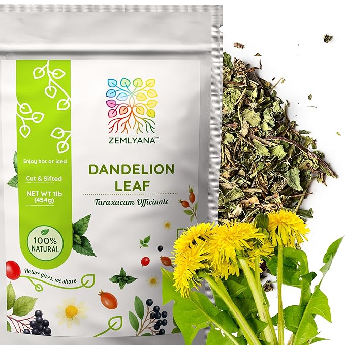 Natural Dandelion Leaf Herb Tea - Cut and Sifted Dried Leaves - Loose Herbal Bulk 1lb (16 oz)