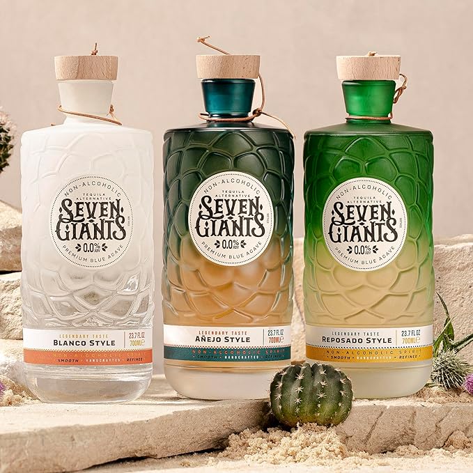 Seven Giants Añejo Style Tequila Alternative | Non Alcoholic Spirits | Premium Non Alcoholic Drinks by Spirits of Virtue | Imported by Think Distributors (700ml)