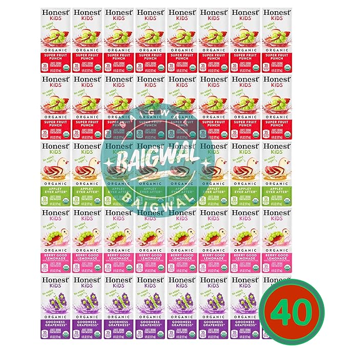 Variety Pack honest juice kids Assorted Organic Juice Drink 6 Fl Oz 40 Count