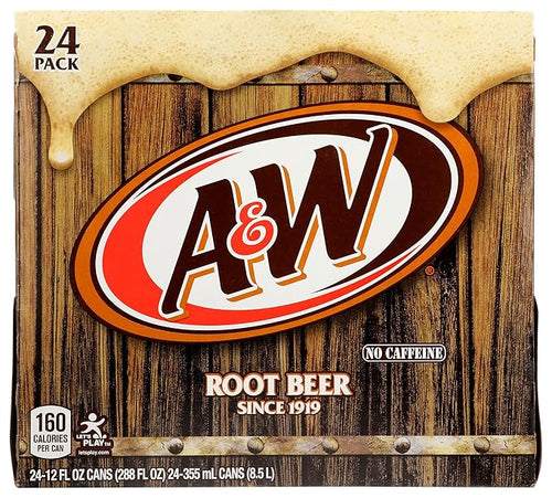 A&ampW Root Beer Soda 12 fl oz cans 24 pack